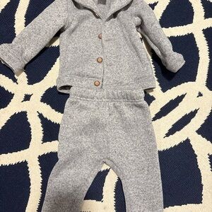 Carter's Gray Baby Set with Wooden Buttons